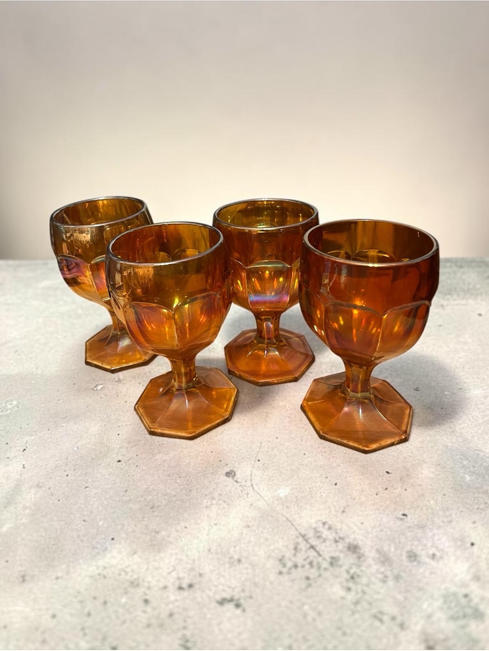 Amber Glass Goblet Set of 4 — Elegant Amber Drinkware